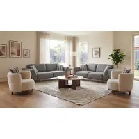 AEA Modernes Graues Sofa Set 2x 3-Sitzer mit 2x Sessel Wohnbereich