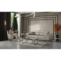 AEA Modern 3-Sitzer Sofa Sessel Beige Stoff Metall Wohnzimmermöbel