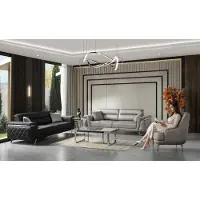 AEA 2x 3-Sitzer Sofa Sessel Set Beige Schwarz Modern Stoff Wohnzimmermöbel