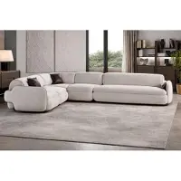 AEA Weiße L-Form Polstercouch Designer Textilsofa Wohnzimmer Stoffcouch
