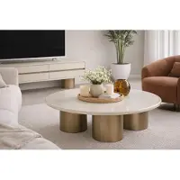 AEA Runder Weißer Couchtisch Designer Hochwertiger Kaffeetisch Edle Platte