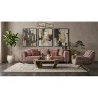 AEA Wohnzimmer Set 3 Sitzer Sofa Sessel Modern Rosa Harmonisch