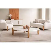 AEA Schicker Weißer Couchtisch Wohnzimmer Kaffeetisch Edle Holzmöbel