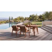 AEA Gartenset Esstisch 6 Stühle Braun Holz Geflecht Terrasse