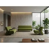 AEA Modernes Wohnzimmer Set Sofa 2 Sessel Grün Polstermöbel