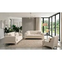 AEA Wohnzimmer Set 2x 2-Sitzer Sofa Sessel Beige Stoff Modern