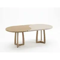 AEA Couchtisch Beige Braun Holz Design Wohnzimmertisch Oval