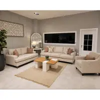 AEA Beiges stilvolles Sofa set 3-Sitzer Sofa 2-Sitzer Sofa Sessel Wohnzimmer Modern