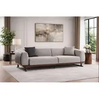 AEA Elegante Graue Textilcouch Wohnzimmer 3-Sitzer Elegante Couch