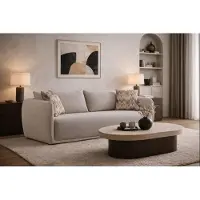 AEA Stilvoller Beiger 2-Sitzer Designer Stoffsofa Polstercouch Sofa