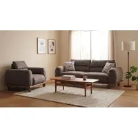 AEA Modernes Braunes Sofa Set 3-Sitzer mit Sessel Stoff Holz Wohnzimmer