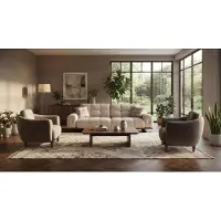 AEA Modernes Weißes 3-Sitzer Sofa Set mit 2 Sesseln Wohnzimmer Stoff