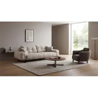 AEA Modernes Weißes 3-Sitzer Sofa Set mit Sessel Stoff Wohnzimmer