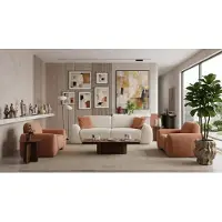 AEA Wohnzimmer Set 3 Sitzer Sofa 2x Sessel Modern Beige Einladend