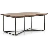 AEA Designer Couchtisch Geometrischem Schwarzem Metallgestell Holzplatte