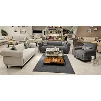 AEA Graues Sofa set 3-Sitzer Sofa Sessel Wohnzimmer Bequem Weich Hochwertig