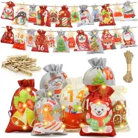 Dripio Sacs pour calendrier de l'Avent, à remplir, 24 pièces, 2 tailles, en tissu, pour un projet fait maison