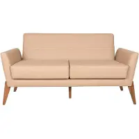 AEA Beige Wohnzimmer Ledercouch Designer Kunstleder 3-Sitzer Sofa