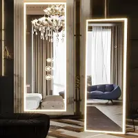 Sonstiges Miroir LED pour salle de bain, dimensions 160x50 cm, blanc, à poser ou à suspendre, 3 couleurs de lumière, variateur d'intensité