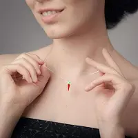 Markenlos 100 pièces de charms en forme de légumes en verre - Poivrons rouges en cristal pour la fabrication de bijoux