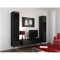 Cama Support mural pour TV, modèle VIGO 140, dimensions 30/140/40, couleur noire/noir brillant