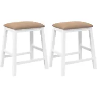 vidaXL Chaises de bar avec coussins 2 pcs. Blanc Bois massif Hévéa