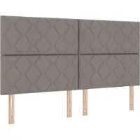 vidaXL Lit à lattes avec éclairage LED, tête de lit intégrée, couleur taupe, 180 x 200 cm, revêtement en tissu