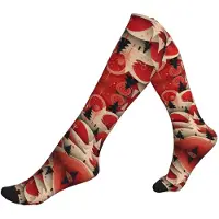 Merkloos Chaussettes de compression de sport avec motif de sapin de Noël