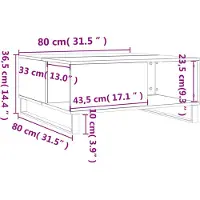 vidaXL Table basse gris béton 80x80x36,5 cm Bois composite