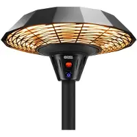 CARUNO Radiateur de terrasse électrique infrarouge TB2068S-01, noir, 2000W, pour une surface allant jusqu'à 20m², indice de protection IP45