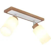Globo Plafonnier, bois brun, métal blanc, orientable, L 60 cm