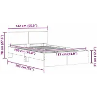 vidaXL Structure de lit avec tête de lit, blanche, 137 x 190 cm, en panneaux de particules