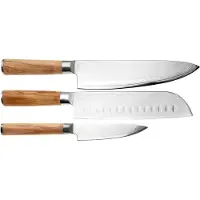 Couteaux de cuisine Eden Eden Sugoi Olive set de 3 couteaux, couteau de chef, santoku et couteau d'office