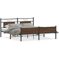 vidaXL Lit métallique sans matelas brun aspect chêne 180x200 cm