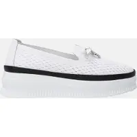 Venezia - Mocassins pour femmes, style ballerine, en cuir véritable, couleur blanche, avec nœud, pointure 41