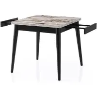 Skye Decor , Totem - 3042, marbre blanc, table à rallonge, 80 x 75 x 80 cm, panneaux de particules 100 % mélaminés