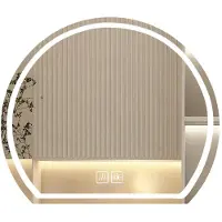 Aiorber Miroir de salle de bain LED éclairé, variateur d'intensité, miroir mural antibuée, interrupteur tactile, lumière tricolore, fonction mémoire, couleur argent, 80x73 cm