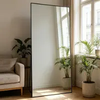 Sonstiges Miroir mural complet, dimensions 180x80 cm, couleur noire, avec support en alliage d'aluminium