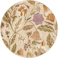 FRAAI Tapis rond lavable | Misty Flowers Crème | Ø 160cm | Crème | Polyester | Rond