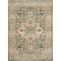 FRAAI Tapis vintage | Sage Medallion Vert | 120x170cm | Vert | Coton | Rectangulaire