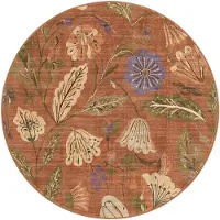 FRAAI Tapis rond lavable | Misty Flowers Terracotta | Ø 180cm | Terracotta | Polyester | Rond