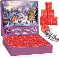 Sonstiges Calendrier de l'Avent puzzle pour adultes 2026 – 1008 pièces, thème : paysage hivernal, dimensions : 70x50 cm