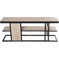 Dripio Table basse TV en bois/métal, noire/chêne, dimensions : 120 x 30 x 46 cm