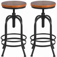 Dripio Tabouret de bar industriel, réglable en hauteur de 71 à 86 cm, couleur noire