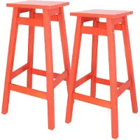 Dripio Tabouret 'Laira' en bois de pin, couleur corail, 70 cm