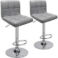 Dripio Tabouret de bar réglable en hauteur, pivotant à 360°, avec dossier, de couleur gris clair