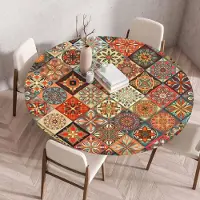 Merkloos Nappe bohème ronde, imperméable, avec élastique, pour une utilisation en extérieur, diamètre 150 cm