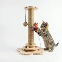 Merkloos Arbre à chat rotatif à 360°, avec poteaux en sisal et en bois, de 45 cm, pour intérieur