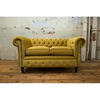 Xl Moebel Gmbh Cheserfield Samt Sofa 2 Sitzer Designer Couchen Couch Textil Stoff Polster Gelb