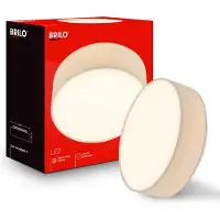 Briloner Plafonnier LED abat-jour en tissu Ø30x10,5 cm rond 16W 1800lm 3 000K blanc chaud beige - Lustre salon chambre cuisine couloir